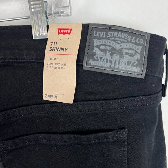 NWT Levi's 711 Skinny Jeans Distressed Hypersoft Black Plus Size 24W NEW - Picture 10 of 11